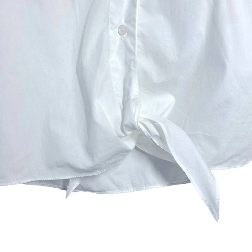 ZARA Cropped Front Tie Button Down Blouse